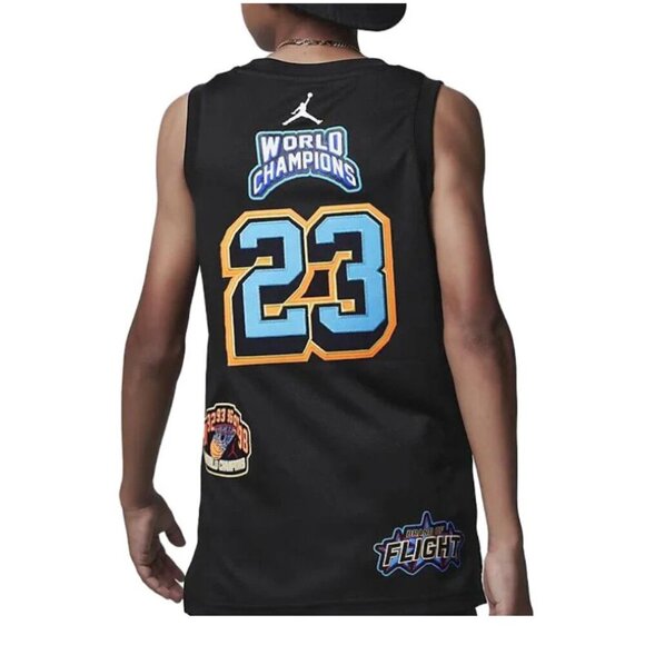 Air Jordan Kids Patch Pack Jersey Black NBA 1990s MJ Streetwear sz L - Picture 3 of 15